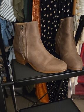 Report Women's Taupe Suede Ankle Boot with Side Zip